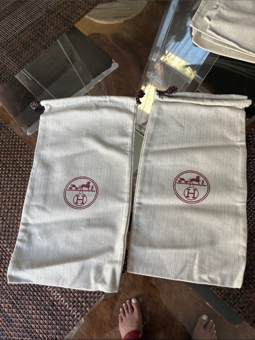 Hermes Canvas Drawstring Dust Bags
